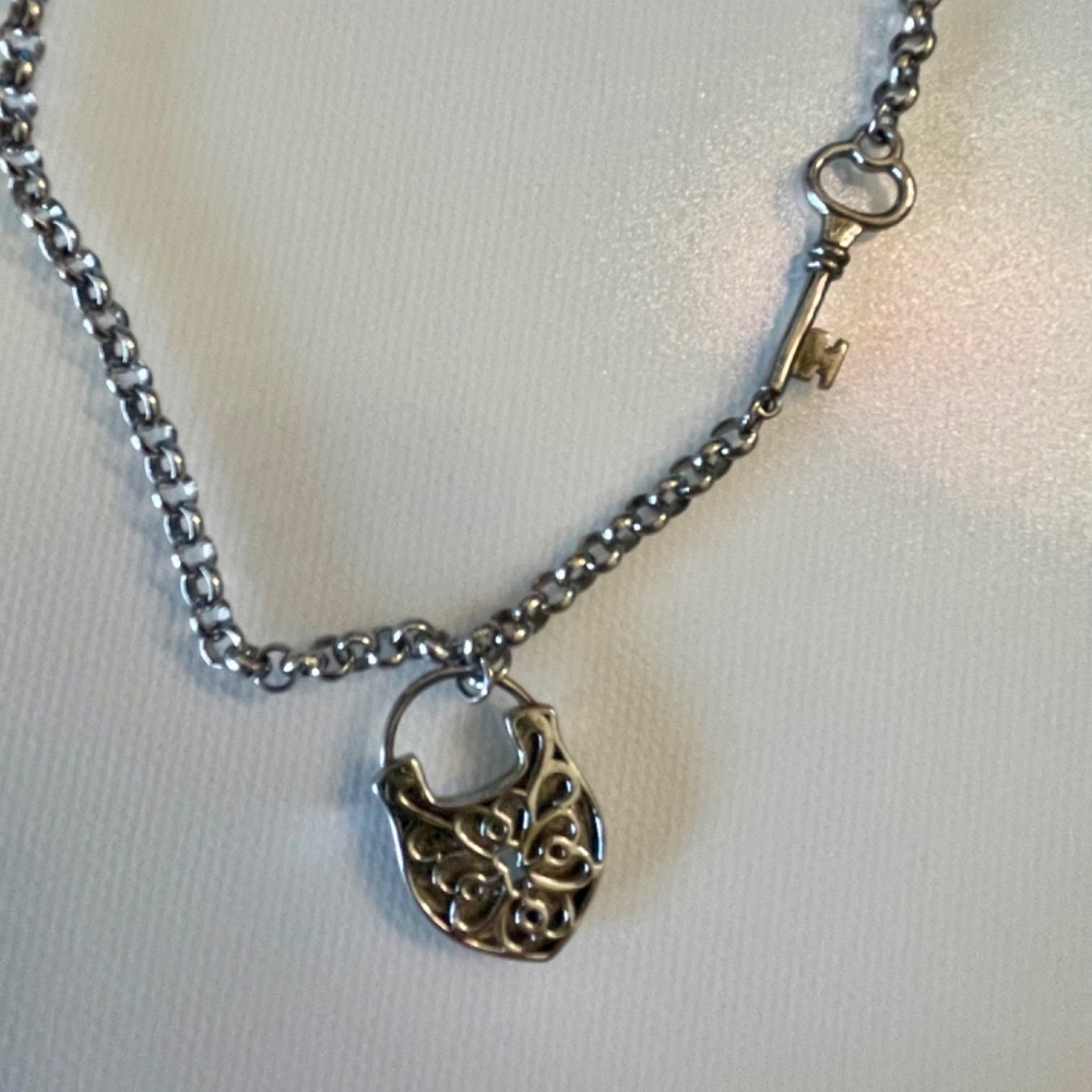 Sterling Silver Heart Lock and Key Necklace - Picture 4 of 8